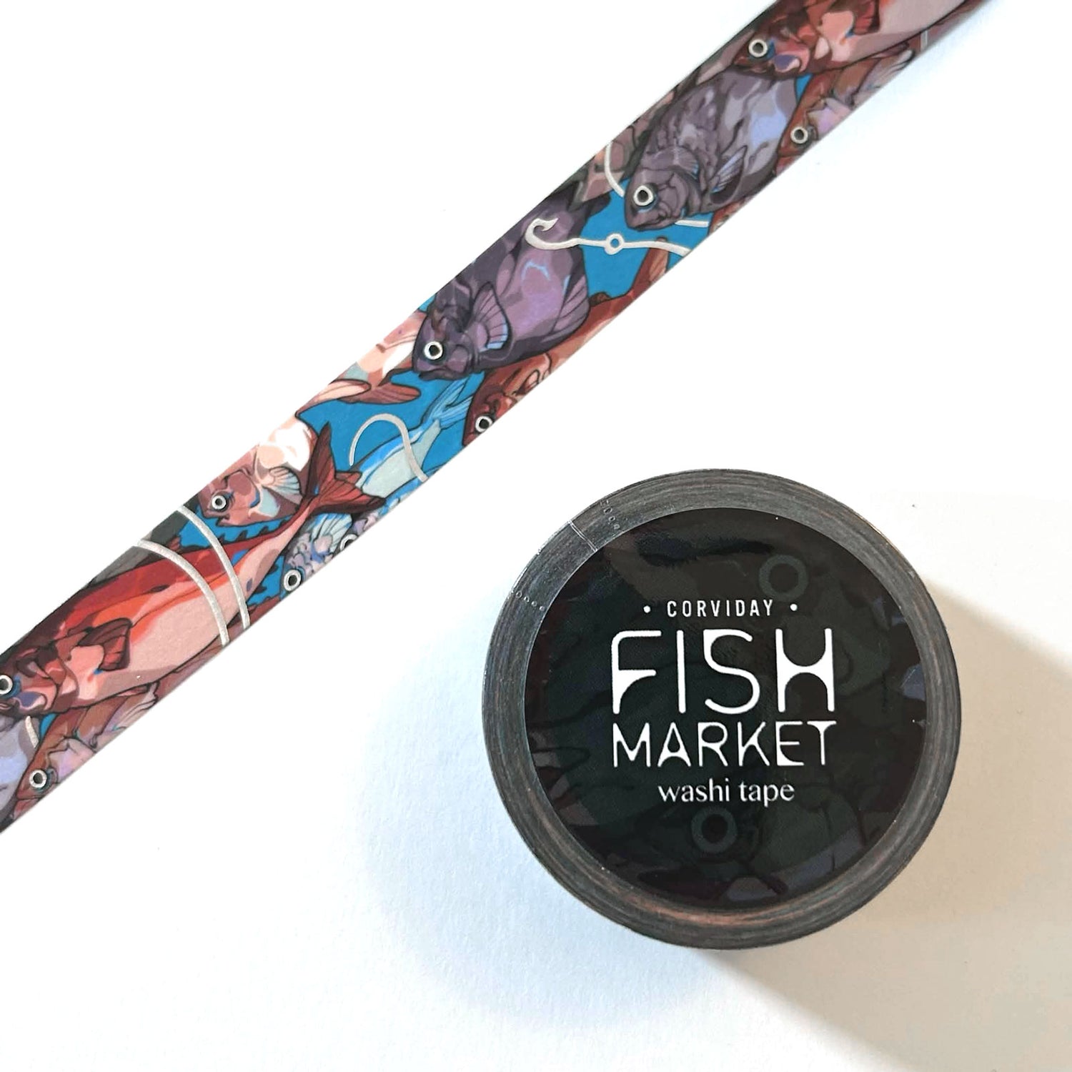 "FISH MARKET (Blue)" Holographic Washi Tape