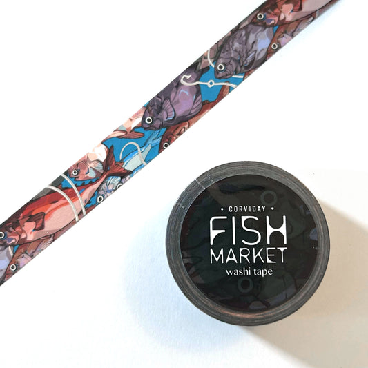 "FISH MARKET (Blue)" Holographic Washi Tape