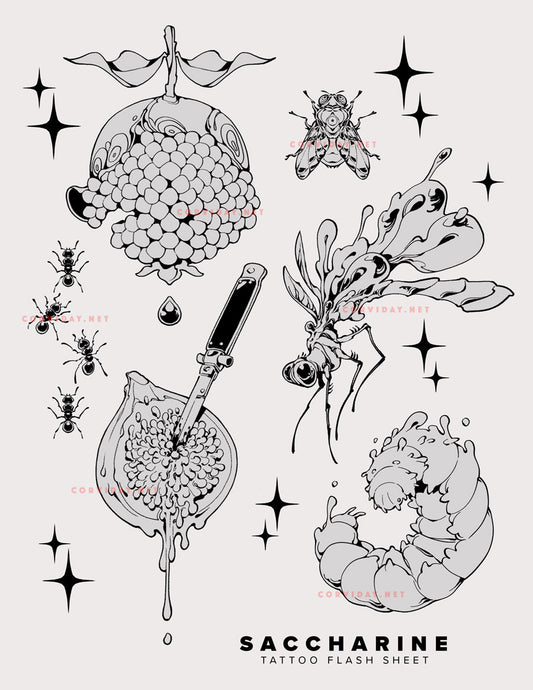 SACCHARINE Tattoo Flash Sheet