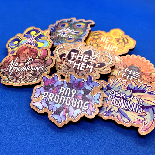 Wooden Pronoun Pins