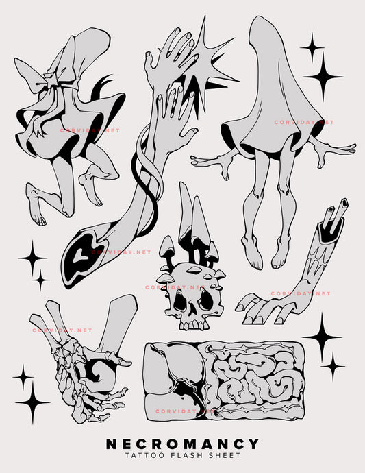 NECROMANCY Tattoo Flash Sheet