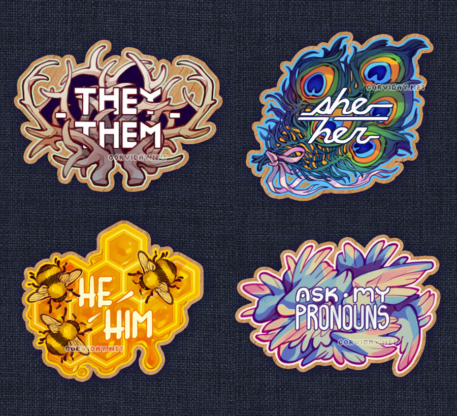 Wooden Pronoun Pins
